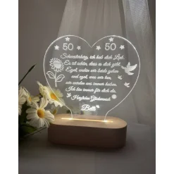 Persönliches Geschenk zum  Geburtstag - Happy Birthday mit LED Beleuchtung und Zahl personalisiert