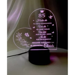 Persönliches Geschenk zum  Geburtstag - Happy Birthday mit LED Beleuchtung und Zahl personalisiert