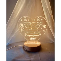 Persönliches Geschenk zum  Geburtstag - Happy Birthday mit LED Beleuchtung und Zahl personalisiert