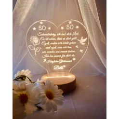 Persönliches Geschenk zum  Geburtstag - Happy Birthday mit LED Beleuchtung und Zahl personalisiert