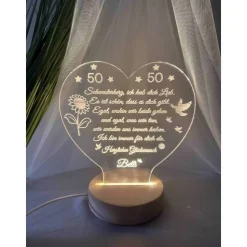 Persönliches Geschenk zum  Geburtstag - Happy Birthday mit LED Beleuchtung und Zahl personalisiert