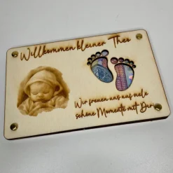 Personalisierbare gelaserte Geldgeschenkkarte aus Sperrholz – Das perfekte Geschenk zur Geburt oder Taufe!