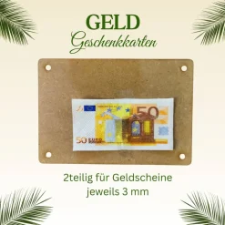 Personalisierbare Geldgeschenkkarte aus Birken-/MDF-Holz zum Geburtstag – stilvoll & nachhaltig