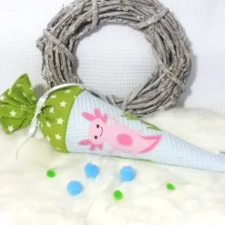 Personalisierbare Geschwistertüte/Schultüte mit Axolotl – 35cm oder 70cm – Bestickt, Kitatüte, Zuckertüte, Name, Wunschfarbe