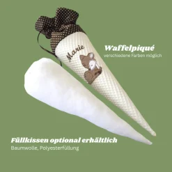 Personalisierbare Schultüte mit Reh & Name – Handgemachte Schultüte & Geschwistertüte zur Einschulung