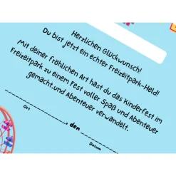 Personalisierbare Urkunde in A4 für Freizeitpark-Ausflug - Perfekt für Kindergeburtstage oder Schulausflüge