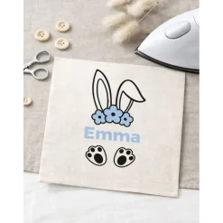 Personalisierbares Bügelbild mit Namen & Hasenohren // Perfekt zum Osterbasteln mit Kindern