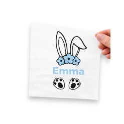 Personalisierbares Bügelbild mit Namen & Hasenohren // Perfekt zum Osterbasteln mit Kindern