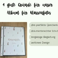 personalisierbares Fotoalbum zur Aufbewahrung von Klassenfotos im Kunststoff Hardcover, mit 20 dokumentenechten Folien