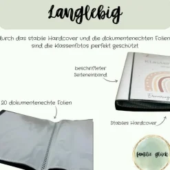 personalisierbares Fotoalbum zur Aufbewahrung von Klassenfotos im Kunststoff Hardcover, mit 20 dokumentenechten Folien