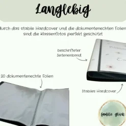 personalisierbares Fotoalbum zur Aufbewahrung von Klassenfotos im Kunststoff Hardcover, mit 20 dokumentenechten Folien