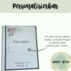 personalisierbares Fotoalbum zur Aufbewahrung von Klassenfotos im Kunststoff Hardcover, mit 20 dokumentenechten Folien
