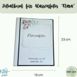 personalisierbares Fotoalbum zur Aufbewahrung von Klassenfotos im Kunststoff Hardcover, mit 20 dokumentenechten Folien