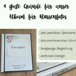 personalisierbares Fotoalbum zur Aufbewahrung von Klassenfotos im Kunststoff Hardcover, mit 20 dokumentenechten Folien
