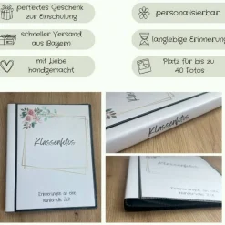 personalisierbares Fotoalbum zur Aufbewahrung von Klassenfotos im Kunststoff Hardcover, mit 20 dokumentenechten Folien