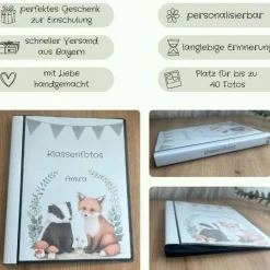 personalisierbares Fotoalbum zur Aufbewahrung von Klassenfotos im Kunststoff Hardcover, mit 20 dokumentenechten Folien