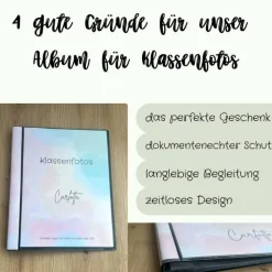 personalisierbares Fotoalbum zur Aufbewahrung von Klassenfotos im Kunststoff Hardcover, mit 20 dokumentenechten Folien