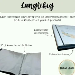 personalisierbares Fotoalbum zur Aufbewahrung von Klassenfotos im Kunststoff Hardcover, mit 20 dokumentenechten Folien