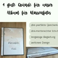 personalisierbares Fotoalbum zur Aufbewahrung von Klassenfotos im Kunststoff Hardcover, mit 20 dokumentenechten Folien