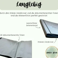 personalisierbares Fotoalbum zur Aufbewahrung von Klassenfotos im Kunststoff Hardcover, mit 20 dokumentenechten Folien