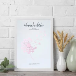 Personalisierbares Geldgeschenk – Wunscherfüller im Bilderrahmen, Pusteblume