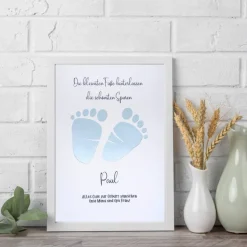 Personalisierbares Geldgeschenk – Babyfüße im Bilderrahmen