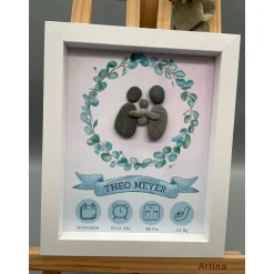 Personalisierbares Geschenk Geburtsdaten Baby Neugeborenes Mädchen Junge Gerahmtes Wandbild Handgemacht Andenken Kinderz