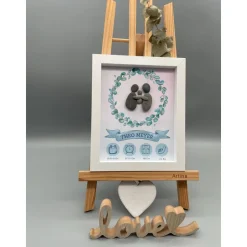 Personalisierbares Geschenk Geburtsdaten Baby Neugeborenes Mädchen Junge Gerahmtes Wandbild Handgemacht Andenken Kinderz