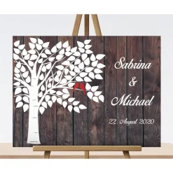 Personalisierbares Hochzeitsgästebuch – Hochzeitsbaum Leinwand als Erinnerung
