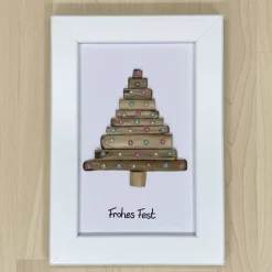 Personalisierbares Pebbleartbild Weihnachtsbaum – Handgefertigte Geschenkidee zu Weihnachten, Unikat Deko STB-329