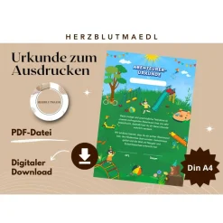 Personalisierte Abenteurer Urkunde für Kindergeburtstag | Spielplatz | Digitale Datei | DIN A4 | Mitgebsel