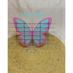 Personalisierte Acryltafel mit Schmetterling– Stundenplan inkl. Stift & Aufsteller, Wochenplaner, Schulkind