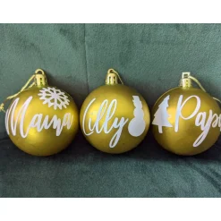 Personalisierte Aufkleber für Weihnachtskugeln, Kugeln, Weihnachtskugeln mit Namen, Ornamente personalisiert