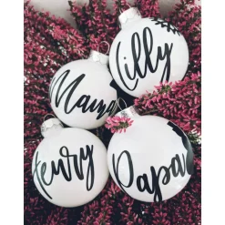 Personalisierte Aufkleber für Weihnachtskugeln, Kugeln, Weihnachtskugeln mit Namen, Ornamente personalisiert
