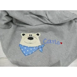 Personalisierte Babydecke Eisbär Teddy mit Wunschnamen - Kuscheldecke mit Namen Schmusedecke Kinderdecke