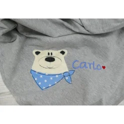 Personalisierte Babydecke Eisbär Teddy mit Wunschnamen - Kuscheldecke mit Namen Schmusedecke Kinderdecke
