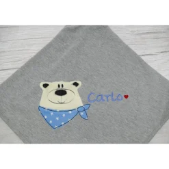 Personalisierte Babydecke Eisbär Teddy mit Wunschnamen - Kuscheldecke mit Namen Schmusedecke Kinderdecke