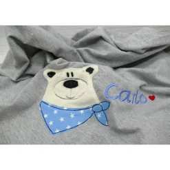 Personalisierte Babydecke Eisbär Teddy mit Wunschnamen - Kuscheldecke mit Namen Schmusedecke Kinderdecke