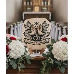 Personalisierte Baumscheibe als Hochzeitsgeschenk – Ringkissen mit Wunschgravur & individueller Gestaltung