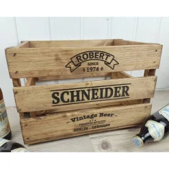 Personalisierte BIERKISTE GEBURTSTAG Rustikale Holzkiste Alte Getränkekiste Vintage Bier Männer Geschenk für Ihn Vater