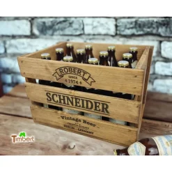 Personalisierte BIERKISTE GEBURTSTAG Rustikale Holzkiste Alte Getränkekiste Vintage Bier Männer Geschenk für Ihn Vater