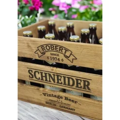 Personalisierte BIERKISTE GEBURTSTAG Rustikale Holzkiste Alte Getränkekiste Vintage Bier Männer Geschenk für Ihn Vater