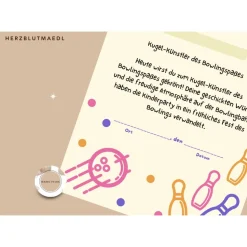 Personalisierte Bowling Urkunde DIN A4 - Perfekt für Bowling-Partys und Geburtstags-Mitgebsel als digitale Datei zum aus