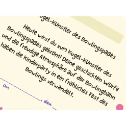 Personalisierte Bowling Urkunde DIN A4 - Perfekt für Bowling-Partys und Geburtstags-Mitgebsel als digitale Datei zum aus