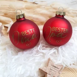 Personalisierte Christbaumkugel / Weihnachtskugel mit Name oder Wunschtext - aus Glas - Ø 6 cm - Geschenkidee