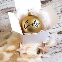 Personalisierte Christbaumkugel / Weihnachtskugel mit Name oder Wunschtext - aus Glas - Ø 6 cm - Geschenkidee