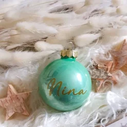Personalisierte Christbaumkugel / Weihnachtskugel mit Name oder Wunschtext - aus Glas - Ø 6 cm - Geschenkidee