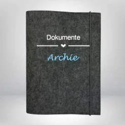 Personalisierte Dokumentenmappe Herz Name Filz – Sichtbuch von Leitz – Farbwahl & Stickerei