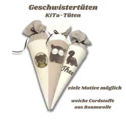 Personalisierte Einhorn Schultüte aus Cord – große & kleine Zuckertüte mit Namen bestickt