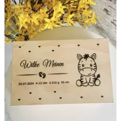 Personalisierte Erinnerungskiste für Babys - Tiergruppe Safari  - Personalisiert mit Name & Datum - Holzbox